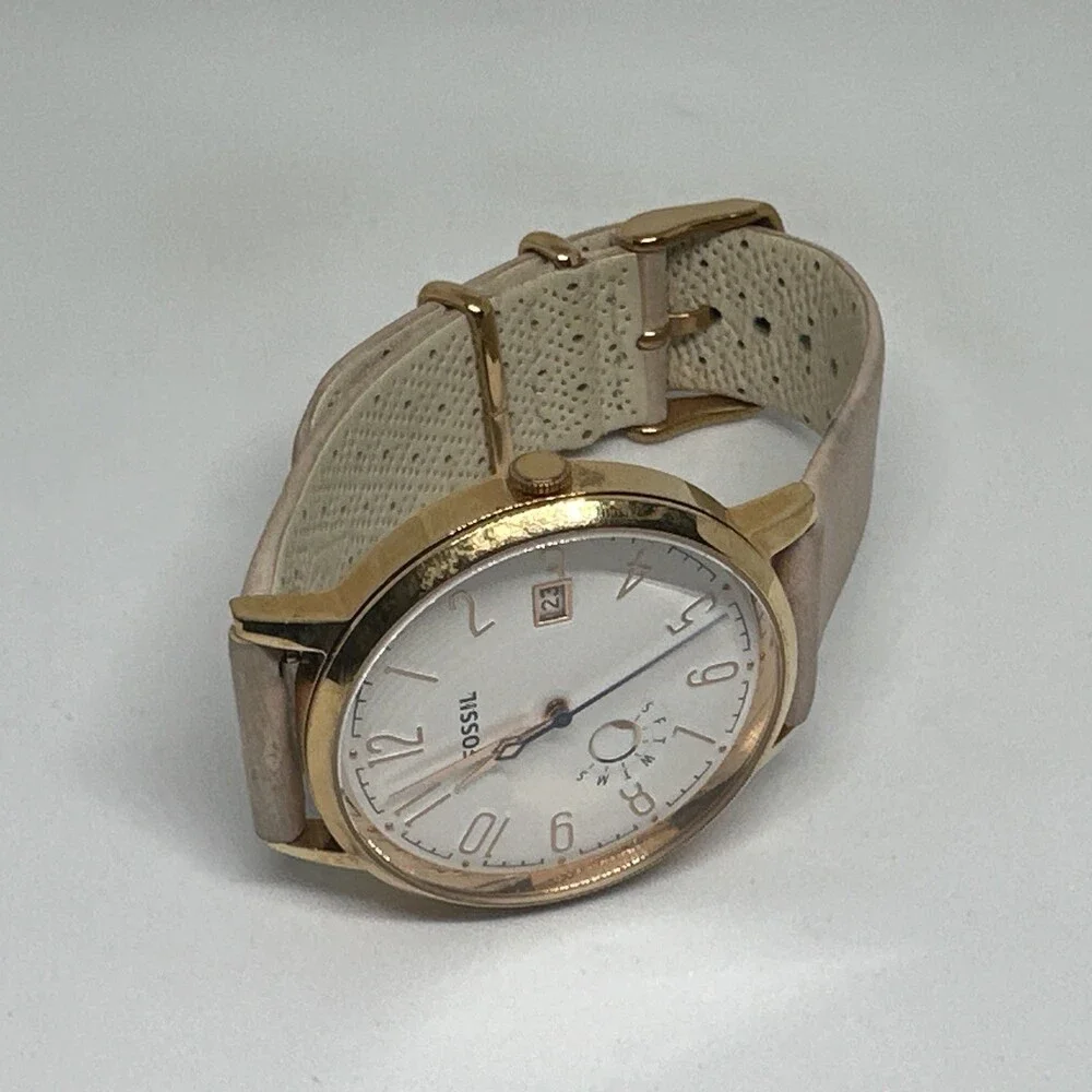 Fossil ES3991 Women Leather Stainless Steel Analog Dial Quartz Wristwatch HME741
